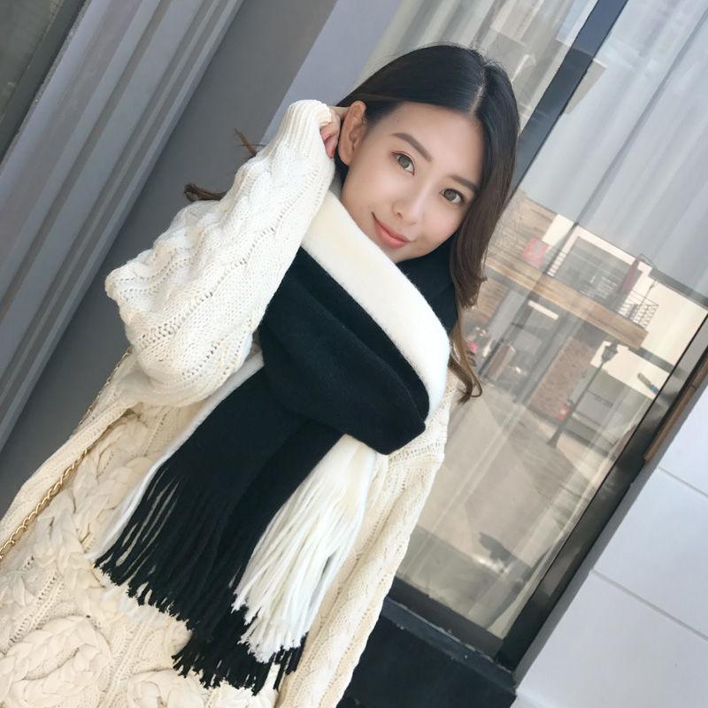 Scarves Scarf  Women's Knnitted Scarf Men's Winter Cashmere Couple Thick Wool Scarf Lovers Gift