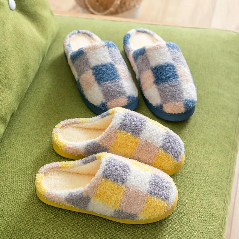 Autumn and Winter Pure Cotton Slippers Indoor Non-slip Soft-soled Shoes Warm Simple Plush Cotton Shoes