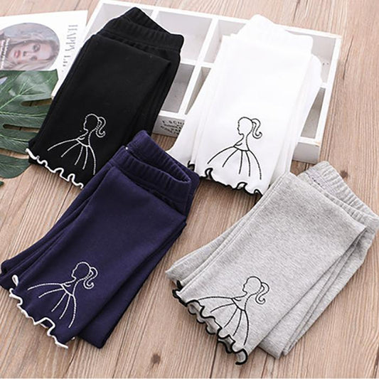 Girls' Leggings Children's Spring and Autumn Thin Girl Korean Cropped Trousers Stretch Pants Baby Outer Wear and Inner Wear