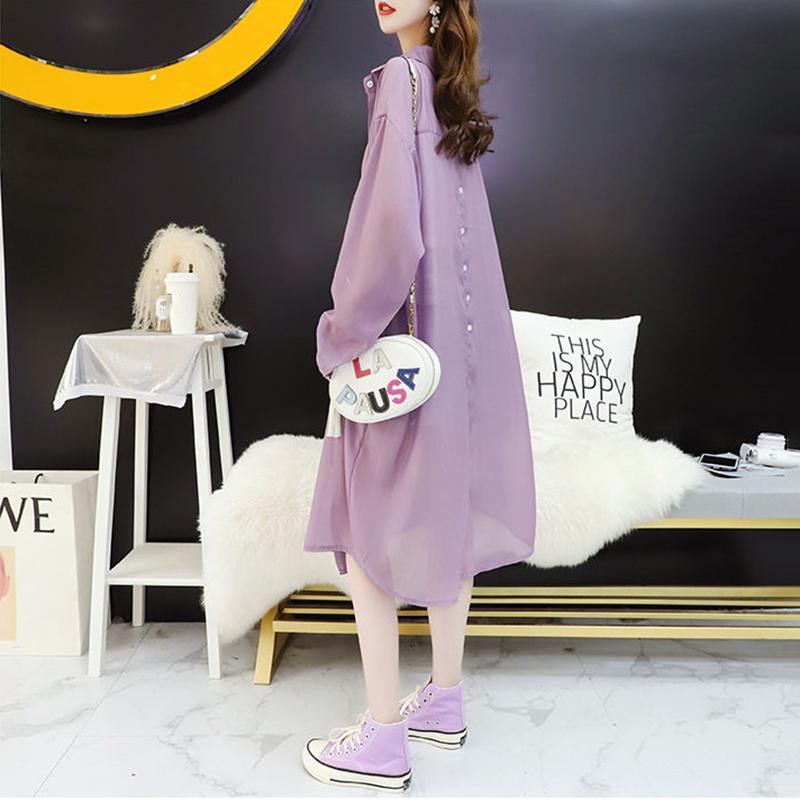 Women's Long Shirt Women's Mid-length Long-sleeved Thin Loose Cardigan Casual Loose Jacket Summer Sun Protection Clothing