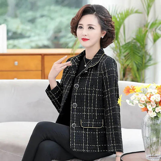 Mother's Spring and Autumn Short Jacket Middle-aged Women's Fashion Small Suit Western-style Jacket