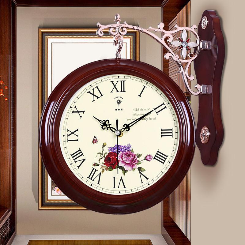 European Style Double-sided Wall Clock Living Room Large Double-sided Clock Mute Personality Creative Modern Minimalist Quartz Clock