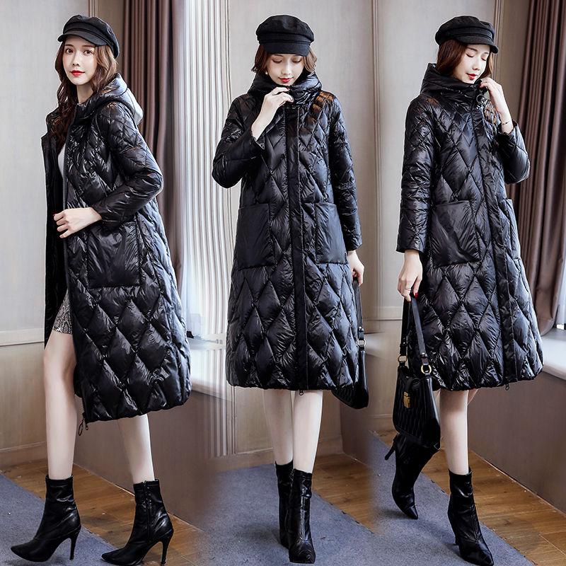 Women's Mid-length Cotton-padded Jacket Winter Over-the-knee Hooded Thick Slim-fit Padded Jacket Jacket Winter Warmth Thick Coat