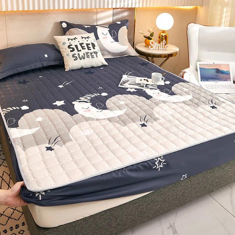 Waterproof Quilted Mattress Cover One-piece Elastic Breathable Bedspread Cover Mattress Protection Cover Non-slip Dust Cover