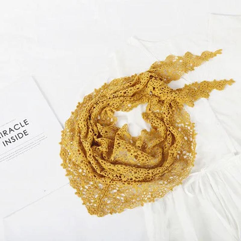 Floral Lace Hollow Small Shawl Thin Silk Scarf Wild Short Sun Protection Small Waistcoat Outside with A Small Scarf Mother Silk Scarf Bag Decoration