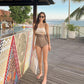 Women's Swimwear One Piece Breathable Bikini Pinstripe Swimsuit Women's Leaky Waist Tie Swimsuit