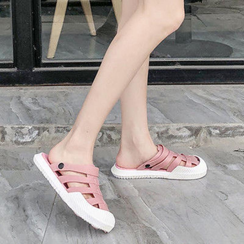 Non-open-toed Sandals Women Roman Non-slip Soft-soled Beach Sandals and Slippers Two Wear One Pedal Sandals