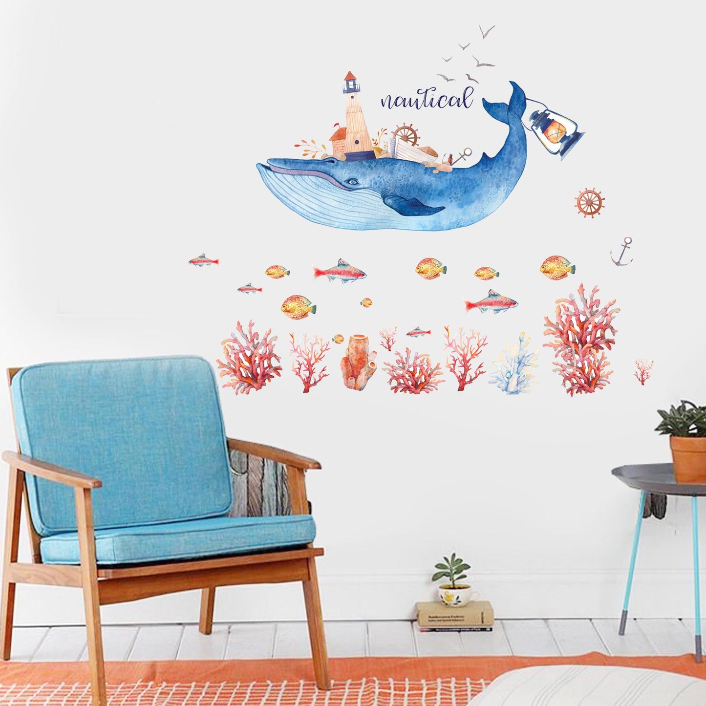 Living room TV wall background wall stickers Cute Dolphin stickers