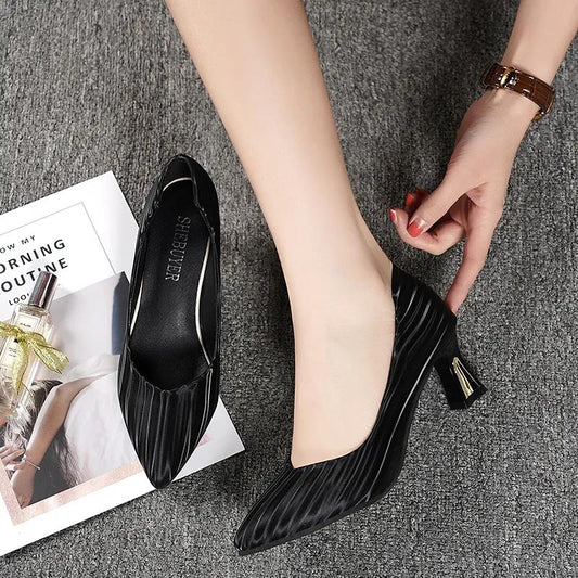 Spring All-match Black High-heeled Shoes Female Professional Stiletto Single Shoes Female Pointed Shallow Mouth Women's Shoes