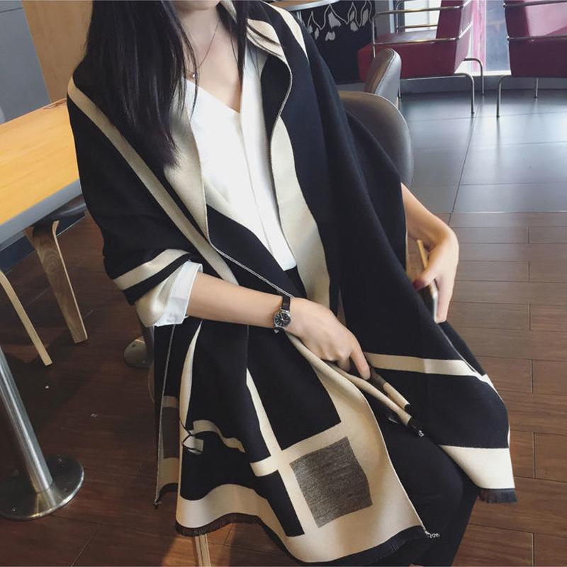 Scarf Women Winter All-match Thickened Air-conditioned Room To Keep Warm Super Large Imitation Cashmere Shawl Dual-use Double-sided