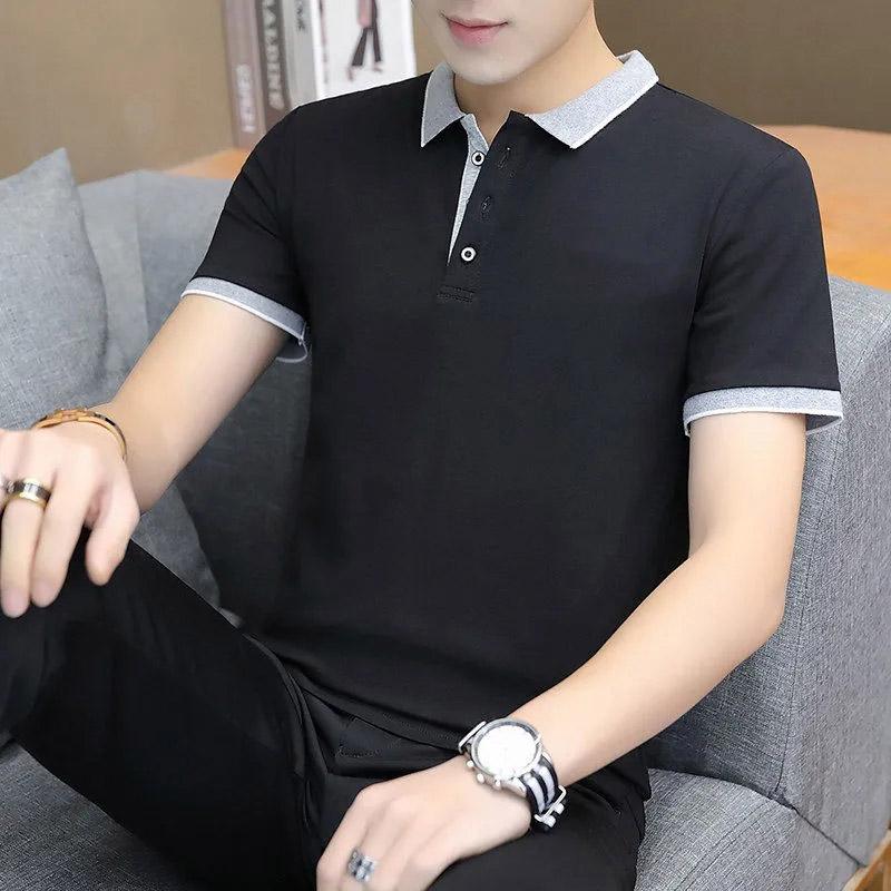 Summer New POLO Shirt Men's Short-sleeved T-shirt Lapel Collar Loose Plus Size Men's T-shirt Top