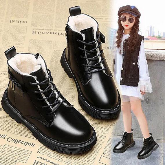 Children's Martin Boots Girls Winter Autumn Princess Thick Cotton Boots British Style Children Warm Short Boots