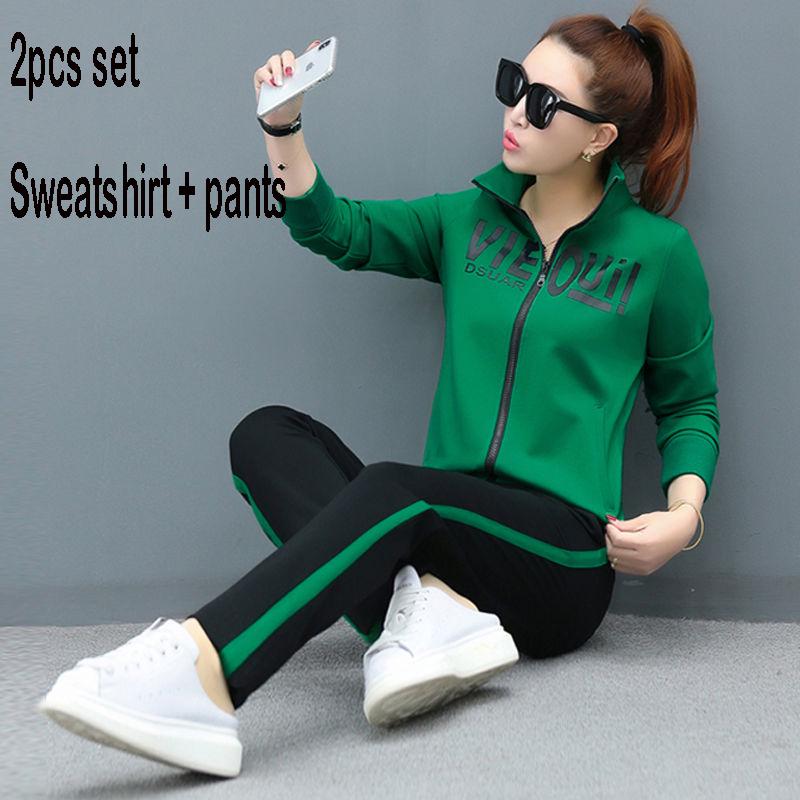 Casual Sweatshirt Set Large Size Spring and Autumn Women's 2pcs set Wild Long Sleeve