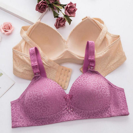 Obesity Plus Size Cup Bra Middle-aged and Elderly Mothers No Steel Ring Thin No Traces Gather Comfortable Women's Underwear