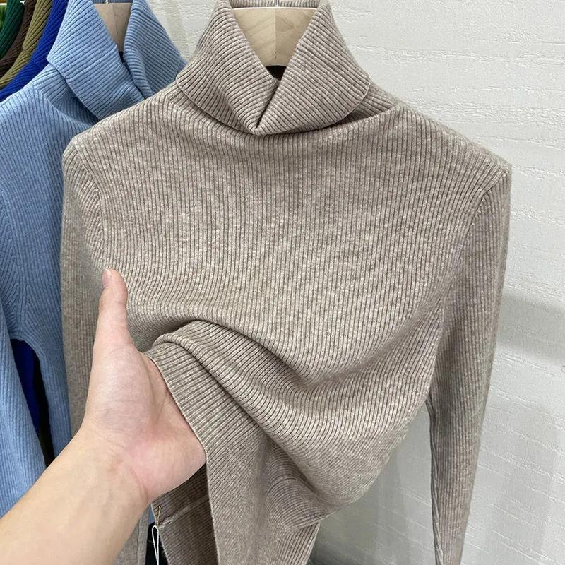 Women Turtleneck Sweater Autumn Women High Neck Knitted Jumper Fashion Pullovers Black White Long Sleeve Slim Knitwear Women Basic Tops Clothes