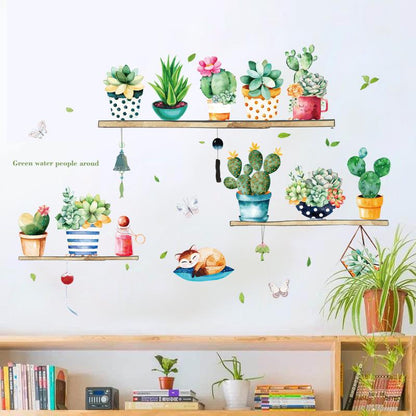 Nordic ins wind cactus potted living room bedroom wardrobe porch TV background wall stickers