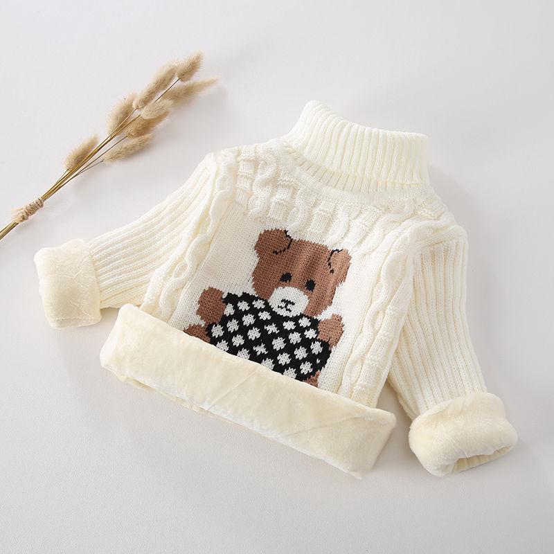 Children's Sweater Autumn and Winter Children's Clothing Plus Velvet Warm Knit Sweater Boys and Girls Sweater Pullover Bottoming Shirt