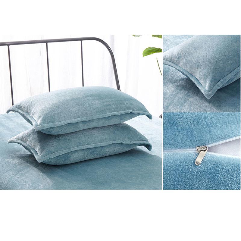 Pure Color Thick Flannel Pillow Case Fleece Single Double Pillow Cover Coral Fleece Pillow Case