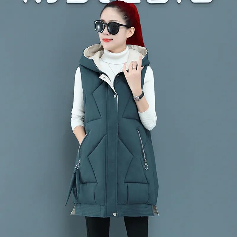 Winter Vest Women's Autumn and Winter Down Cotton Mid-length Loose Thickened Coat