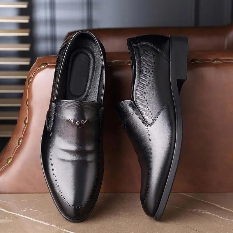 Men's Business Formal Leather Shoes Low-top Casual Shoes Summer Breathable British Shoes Dad Leather Shoes