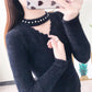 Autumn and Winter Mink Fleece Top Slim Long-sleeved Jacket Fashion V-neck Young Women's Sweater