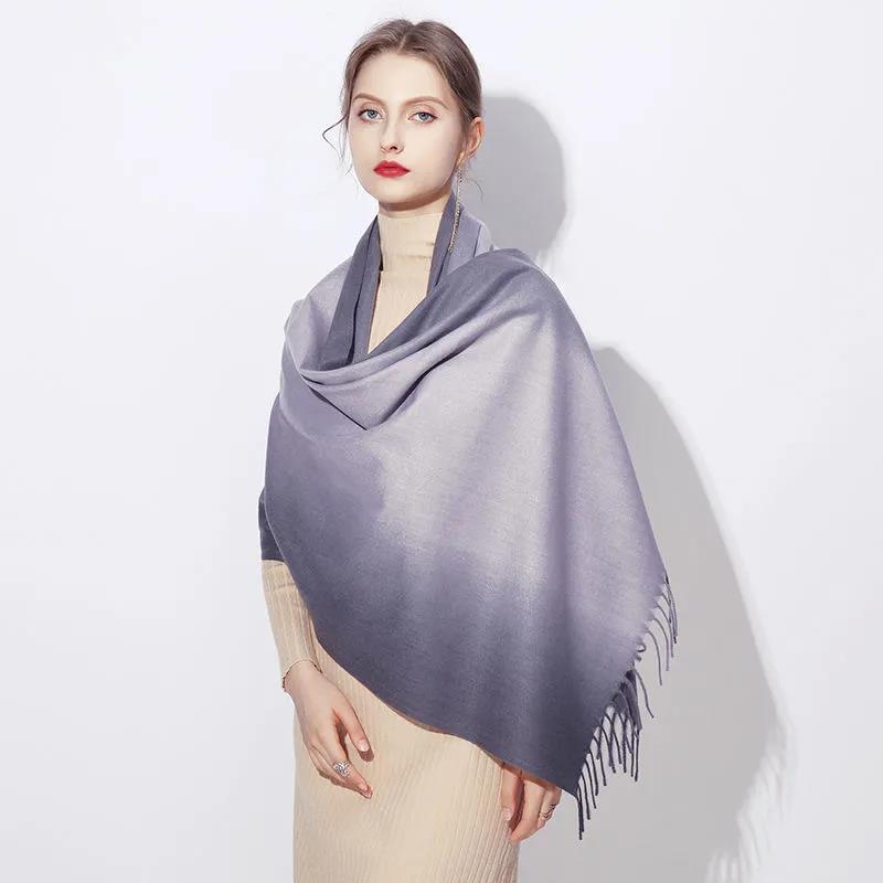 Winter Imitation Cashmere Scarf Wild Oversized Fringe Plaid Scarf Thickening and Lengthening Scarf Shawl