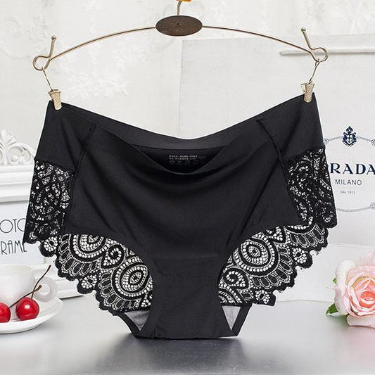 3Pcs/Set Women's Large Size Cotton Crotch Panties Female Breathable Mid-waist Seamless Solid Color Lace Briefs