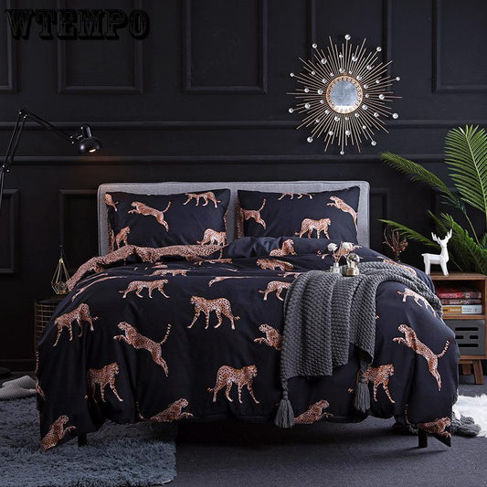 Quality Bedding Set Modern European Style Bed Linen Pillowcase and Plant Pattern Duvet Cover