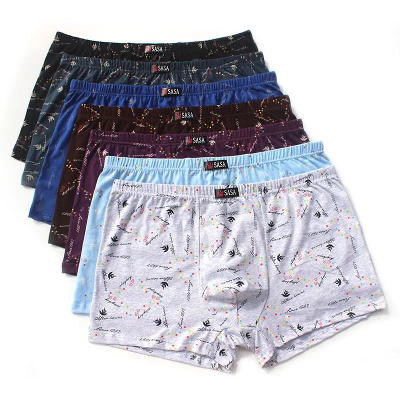 6 Packs of Pure Cotton Men's Underwear Mid-waist Loose Printed Boxer Shorts Young and Middle-aged Plus Size Boxer Shorts