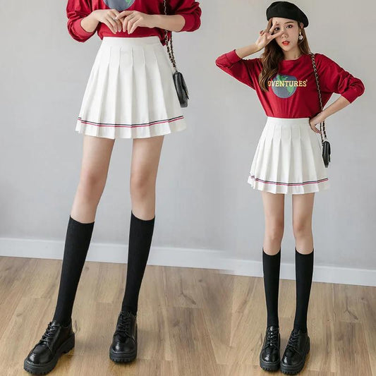 Pleated Skirt High Waist Short Skirt Korean Half Length Skirt Spring and Summer Student Anti Light Solid Color Short Skirt