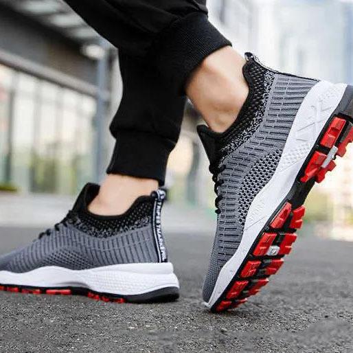 Spring Men's Sports Shoes Large Size Versatile Casual Breathable Mesh Shoes Non-Slip Running Shoes Travel Shoes