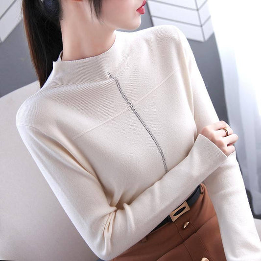 Sweater Women Solid Slim Half-neckline Warm Knitwear Winter Long Sleeve Turtleneck jumper Top