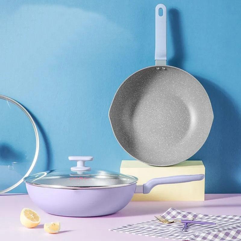 Frying Pan Non-stick Pan Household Cooking Pan Cookware Kitchenware Wok Non-stick Wok with Cover