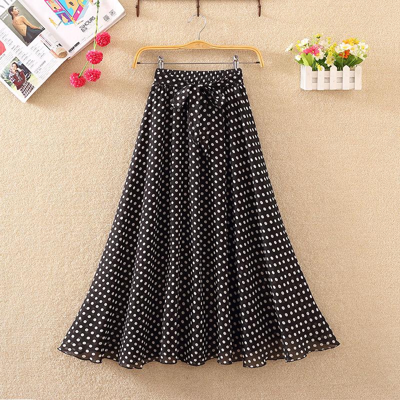 Women's High Waist Mid-length A-line Draping Ruffled Skirt Chiffon Fairy Dress Pleated Floral Skirt Summer