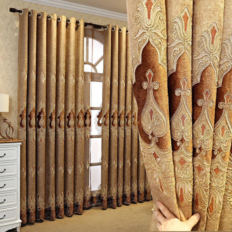 1/2pcs Modern European Style Embroidered Thick Luxury Curtains for Living Room Balcony Bedroom Blackout Curtains