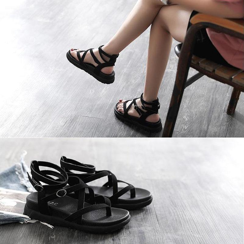 All-match Word Buckle Flip Flops Women's Sandals Summer Platform Platform Shoes Student Flat Roman Shoes