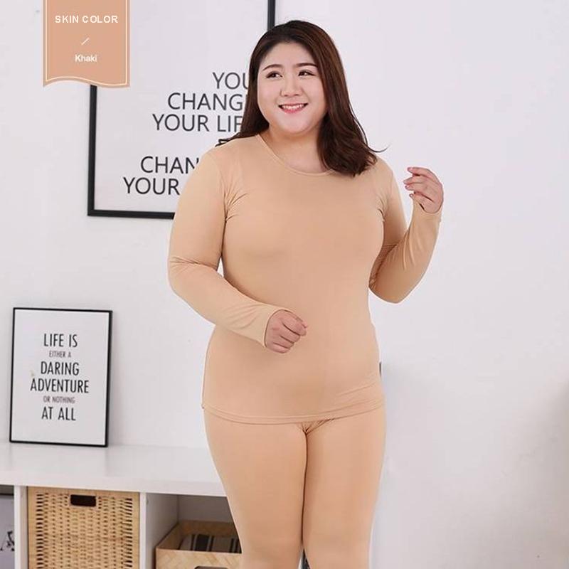 Thermal Underwear Ladies Suit Plus Velvet Plus Bottoming Shirt Qiuyi Long Trousers Thin Extra-large Pajamas