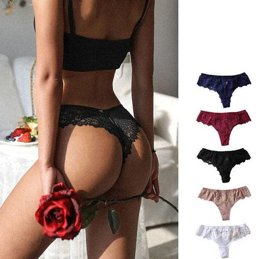 3Pcs/Set Women's All-match Large Size Causal Lace Briefs Girl's Solid Color Low Waist Seamless Thong