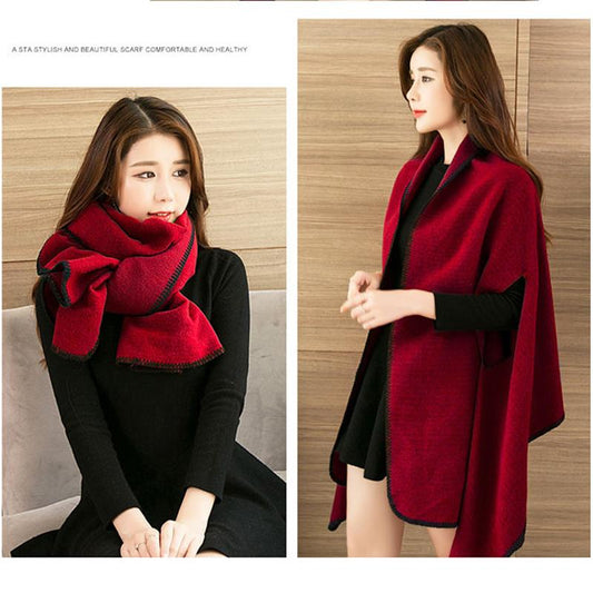 Can Be Worn Shawl Scarf Dual-use Female Imitation Cashmere Cloak Winter Thick Warmth Ladies Temperament Shawl Cloak