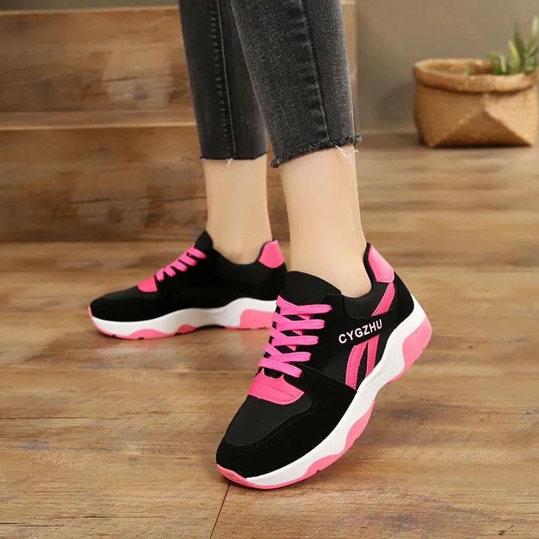 Spring and Autumn Women's Sneakers Female Versatile Breathable Running Shoes Anti Slip Contrast Color Flat Walking Shoes