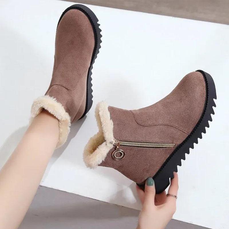 Short Boots Women 2021 Winter Chelsea Boots Flat Non-slip Warmth Platform Shoes Side Zipper Naked Boots