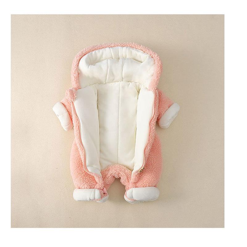 Baby Winter Jumpsuit Lovely Lamb Wool and Plush Thickened Baby Outdoor Suit Winter Newborn Cotton Coat