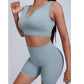 2PCS Bra Shorts Set Fitness Sports Set Women's Two Piece Yoga Clothing Set Gym Running Suit Camisole Tight Shorts Two Piece Set Tracksuit Active Wear