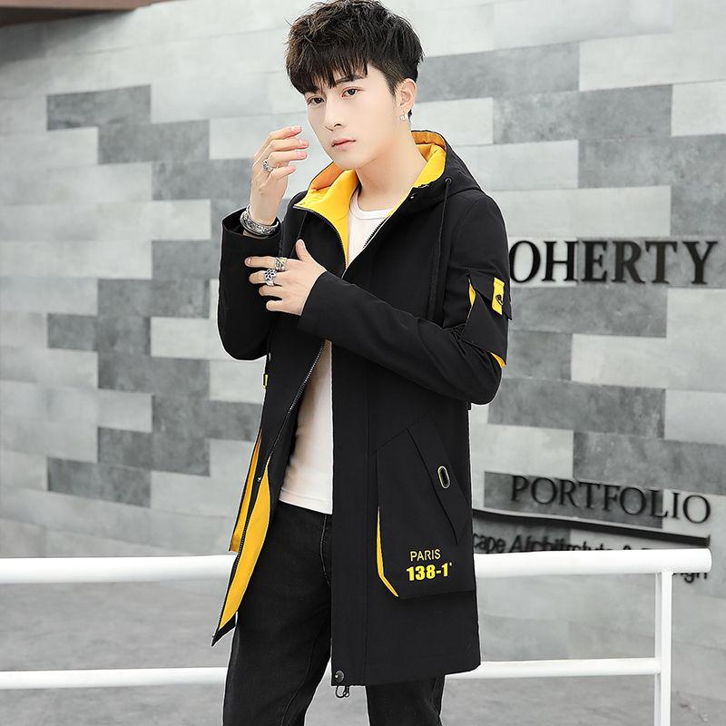 Medium and Long Section Large Size Windbreaker Men's Clothes Spring and Autumn Jacket Woolen Coat