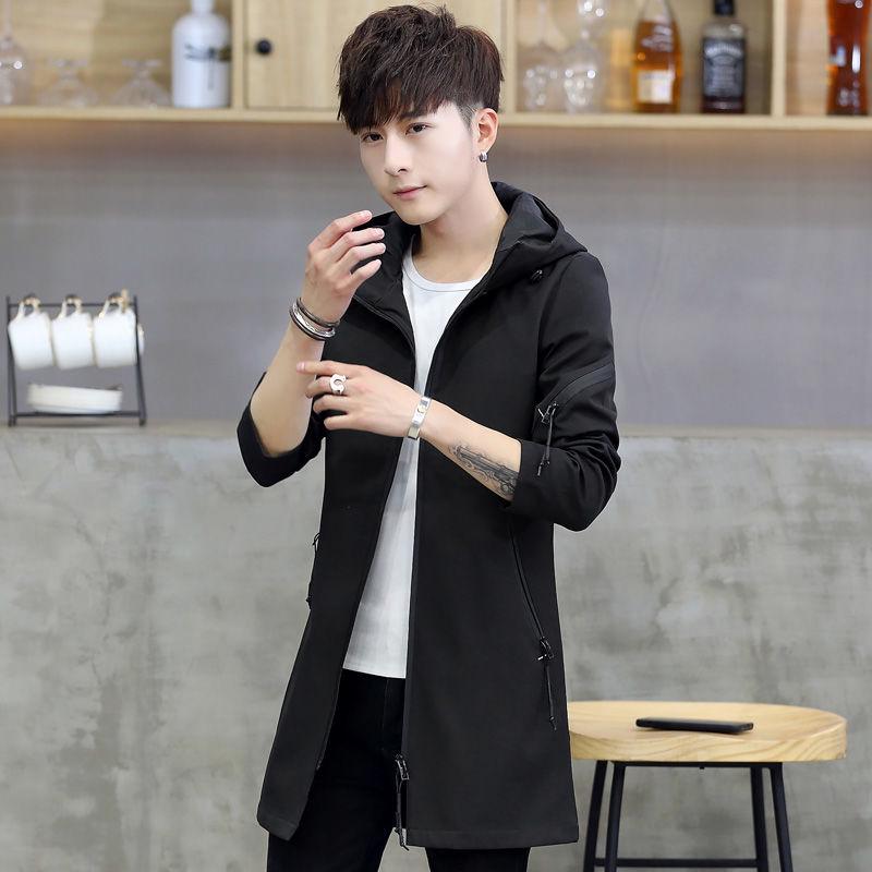 Men's clothes Spring and Autumn Medium and long section Casual jacket Large size Windbreaker