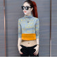 Plus Velvet Thick Women's Warm Clothing Tight-fitting High-neck Striped Winter Bottoming Shirt One-piece Gold Velvet Top