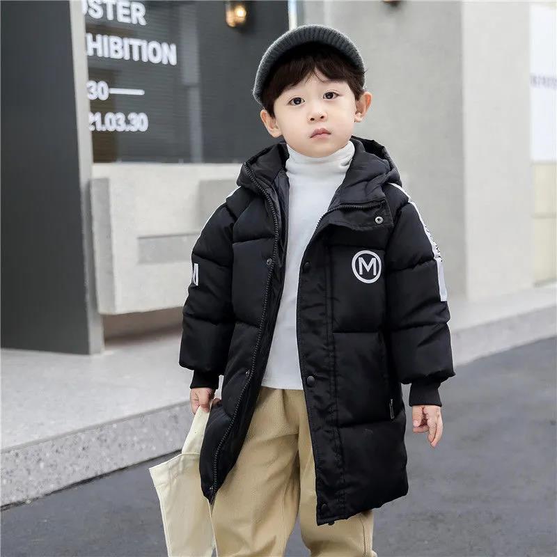 Children's Padded Jacket Boy Girl Baby Mid-length Padded Jacket Middle and Small Children's Thick Winter Padded Jacket Children's Wear