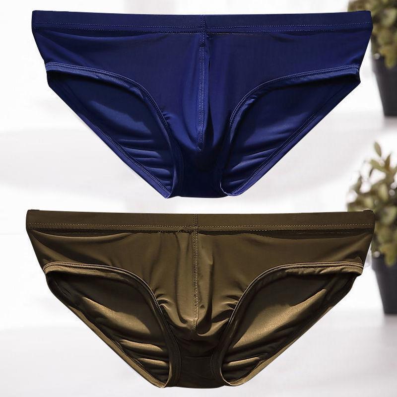 New Men's Sexy Ice Silk Men's Briefs Low-waist Breathable Solid Color Youth Men's Briefs