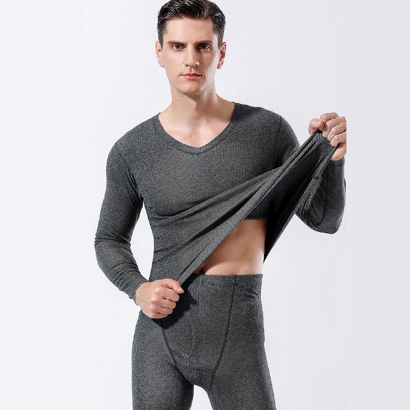 Men Winter Thermal Underwear Tight Suit Thicken Windproof Comfortable Soft Lining Long Sleeve High Elasticity Tracksuit Wearable Versatile Pajamas