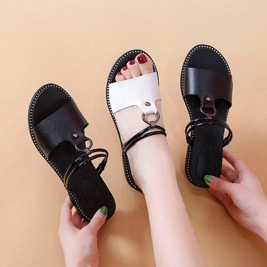 Sandals Women’s Slippers Women’s Outer Wear Non-slip Women’s Shoes Fairy Style Wild Two-wear Flat Sandals Rubber Soles Non-slip